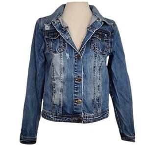 Mono B Jacket Denim Distressed Blue Size M